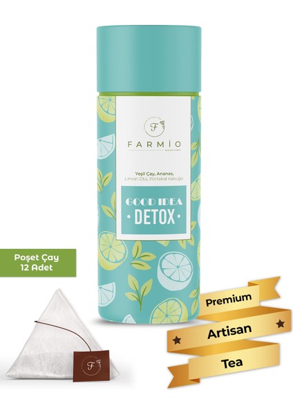 Detox Çayı – 12 Poşet - Yeşil Çay, Ananas, Limon, Portakal