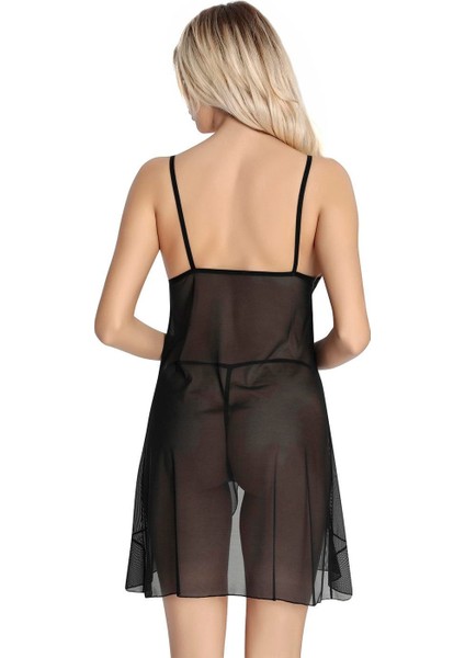 Arias Closet Siyah Dantel Işlemeli Göğüs Ip Detaylı Fantezi Tül Gecelik fiyatları