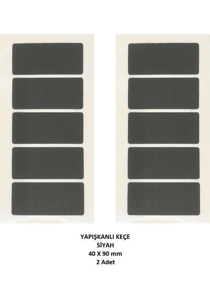 Pasific Zemin Koruyucu 40X90 mm Siyah Keçe, Ses ve Çizik Önleyici Siyah Mobilya Keçesi 2 Adet