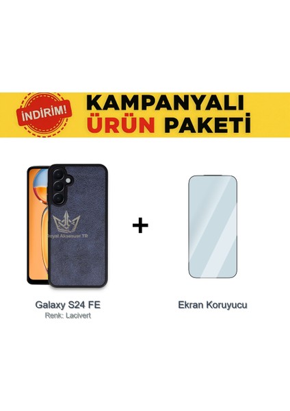 Samsung Galaxy S24 Fe Ikili Ekonomik Koruma Paketi Aras Deri Kılıf + Temperli Ekran Koruyucu