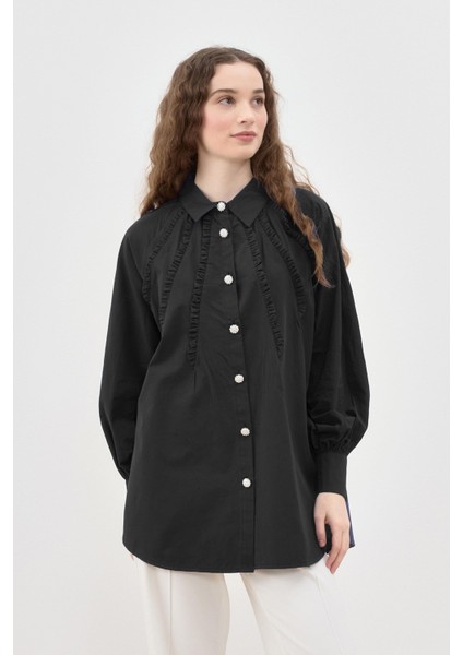 Taşlı Düğme Detaylı Gömlek Tunik 2844 Siyah fiyatları