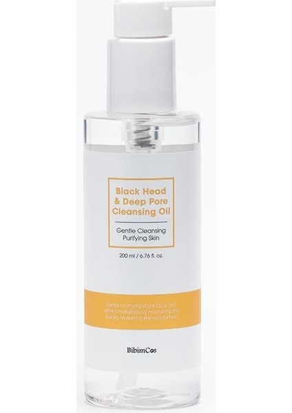 Bibimcos Siyah Nokta ve Derin Gözenek Temizleme Yağı, Makyajı, Kirleri ve Fazla Yağı Etkili Şekilde Temizler, Nemlendirici, Tüm Cilt Tipleri Için, 200ML