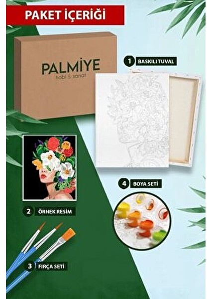 Camdaki Vazo 40X50 cm Tuval Seti Fırça Boya Dahil Çıtaya Gerili