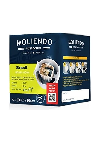 Moliendo Finest Coffee Brasil Bossa Nova Pratik Filtre Kahve 10X10 G fiyatları