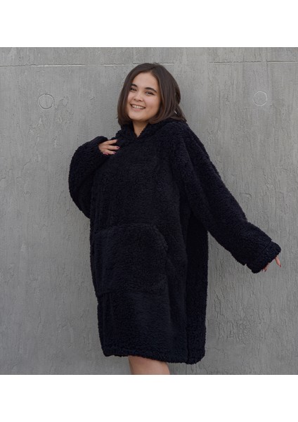 Giyilebilir Battaniye – Kapüşonlu Oversize Peluş Rahatlık modelleri