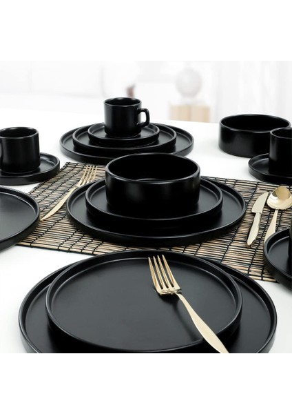 Keramika Mat Siyah Stackable Yemek/kahvaltı Takımı 20 Parça 4 Kişilik fiyatları