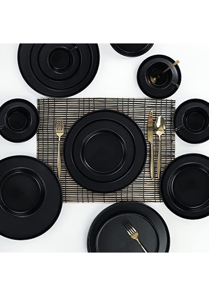Keramika Mat Siyah Stackable Yemek/kahvaltı Takımı 20 Parça 4 Kişilik modelleri