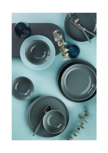 Porselen Fit-C 18 Parça 6 Kişilik Yemek Takımı Mavi fiyatları