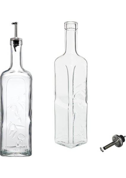 Homemade Metal Tıpalı Yağlık & Sirkelik, Şeffaf, 1 Litre ve Cam Yağlık Sirkelik