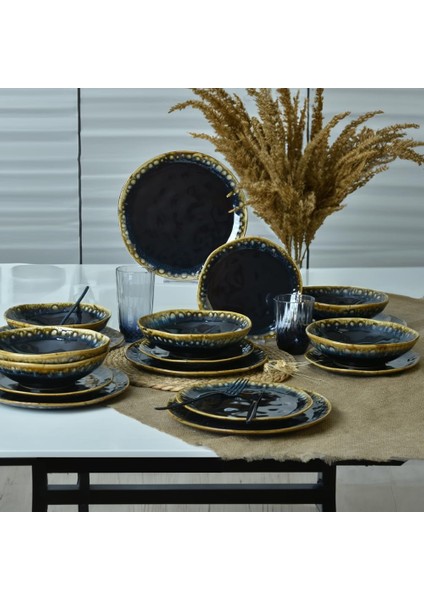 Keramika Shizen Siyah Organik Yemek Takımı 18 Parça 6 Kişilik Q29 modelleri