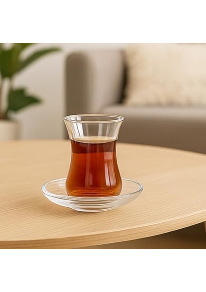 12 Parça Klasik Çay Seti – 6 Çay Bardağı ve 6 Çay Tabağı, Şeffaf Cam, 8 cm Bardak, 10 cm Tabak, Şık ve Dayanıklı Tasarım modelleri
