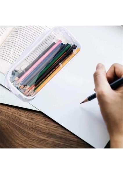 Kalem Çantası, 4 Adet Şeffaf Pvc Fermuarlı Kırtasiye Çantası, Seyahat ve Okul Için Şeffaf Kalemlik, Erkek, Kadın ve Öğrenciler Için