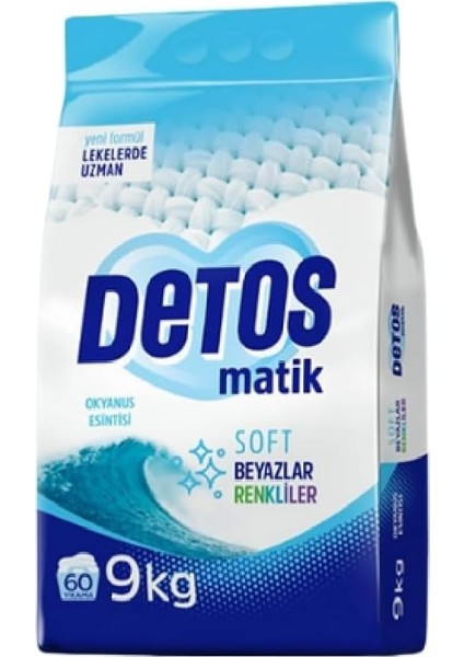 Detos Matik 9 kg Soft Beyaz ve Renkliler Okyanus
