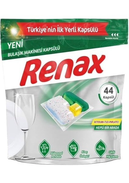 Renax Bulaşık Makinesi Kapsül Deterjanı 44 Adet