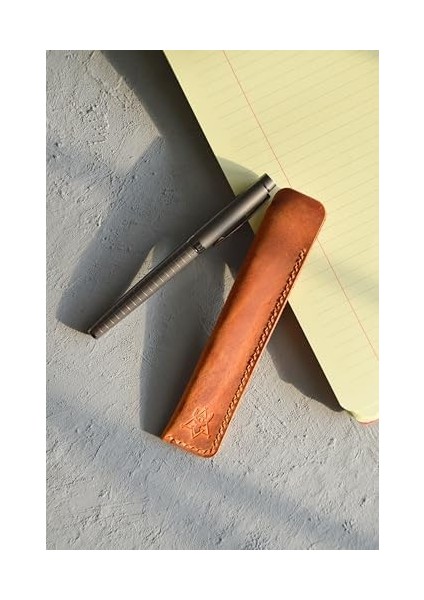 Tekli Kalemlik - Hakiki Deri - Kaleminiz Için Minimal ve Şık Koruma - Crazy - Camel modelleri