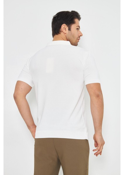 Erkek Yazlık Rahat ve Trend Polo Yaka ve Dikey Fermuarlı Klasik Kısa Kollu Kazak fırsatları