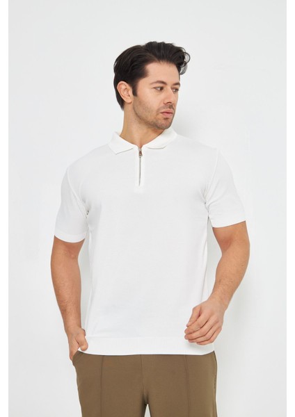 Erkek Yazlık Rahat ve Trend Polo Yaka ve Dikey Fermuarlı Klasik Kısa Kollu Kazak indirimleri
