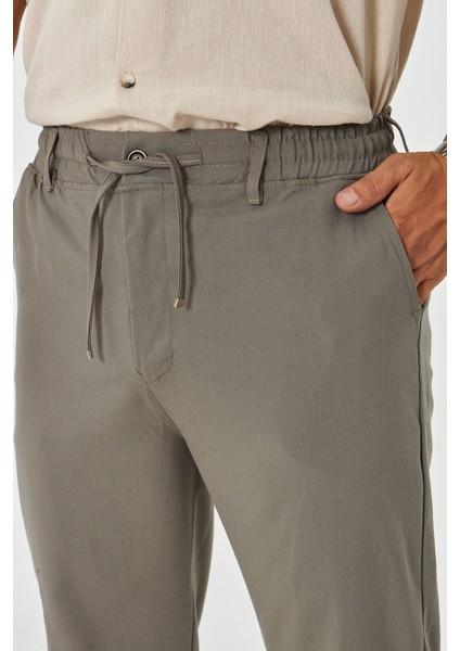 Erkek Bel Kemerli Klasik Bez Ayağı Kumaş Jogger modelleri