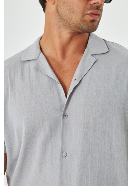 Erkek Keten Apaş Yaka Kısa Kol Gömlek - Şort Takım fırsatları