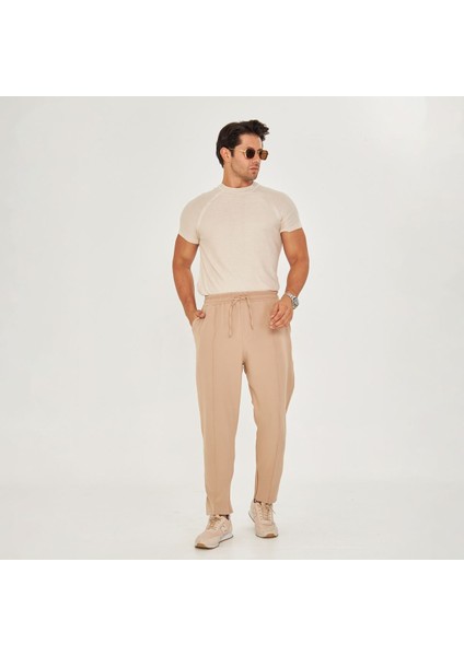 Erkek Çımalı Yandan Cepli Lastikli Bağcıklı Paça Fermuarlı Kullanışlı Slim Fit Jogger