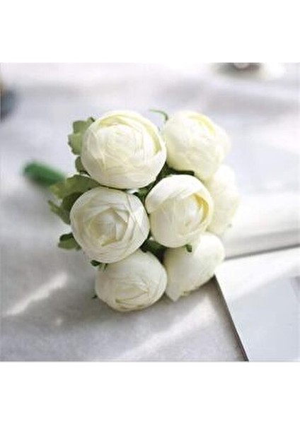 Yapay Çiçek 10 Lu Beyaz Şakayık Demeti Uzun Ömürlü Erengül Gelin Buketi Aksesuar