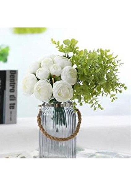 Yapay Çiçek 10 Lu Beyaz Şakayık Demeti Uzun Ömürlü Erengül Gelin Buketi Aksesuar