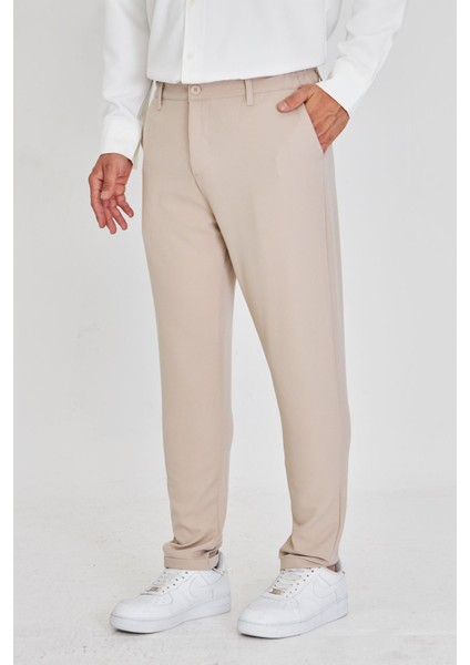 Erkek Bel Yarım Lastikli Kemerli Double Paça Dabıl Face Kumaş Slim Fit Pantolon fırsatları