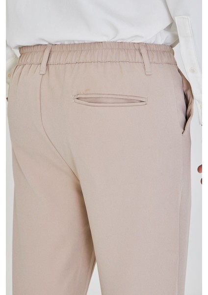 Erkek Bel Yarım Lastikli Kemerli Double Paça Dabıl Face Kumaş Slim Fit Pantolon indirimleri