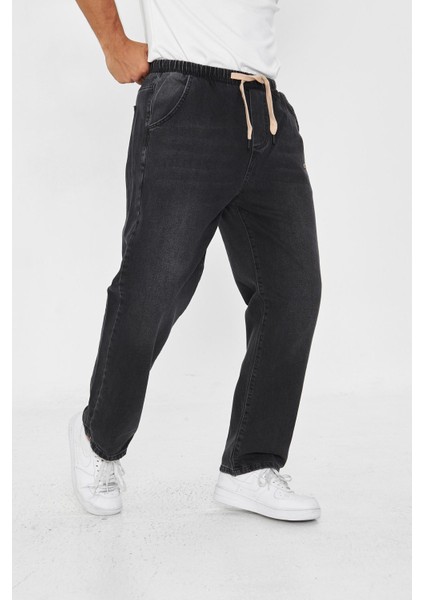 Erkek Baggy Düz Şık Etiket Detaylı Kot Pantolon 713 fiyatları