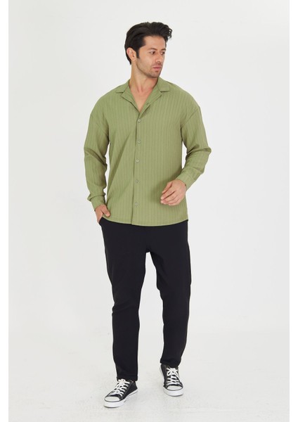 Erkek Düşük Omuz Bürümcük Desen Oversize Apaç Uzun Kol Yaka Gömlek fırsatları