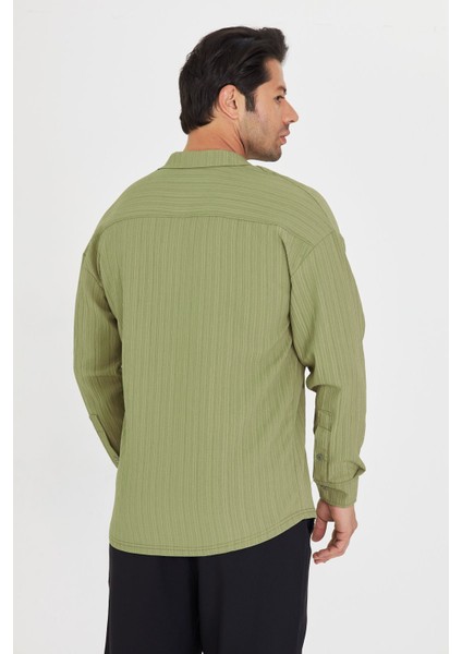 Erkek Düşük Omuz Bürümcük Desen Oversize Apaç Uzun Kol Yaka Gömlek indirimleri