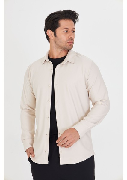 Erkek Uzun Kol Pike Kumaş Dik Yaka Günlük Kullanıma Uygun Slim Klasik Gömlek fırsatları