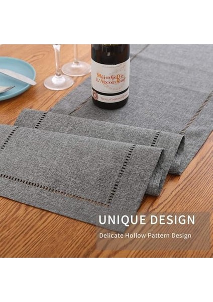 Masa Örtüsü, 32X180CM Rustik Çiftlik Evi Gri Masa Örtüsü, Günlük Kullanım Polyester Masa Örtüsü, Dekoratif Masa Örtüsü Çiftlik Evi Tarzı, Günlük Yemek, Düğün, Parti, Tatil Evi Için