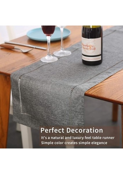 Masa Örtüsü, 32X180CM Rustik Çiftlik Evi Gri Masa Örtüsü, Günlük Kullanım Polyester Masa Örtüsü, Dekoratif Masa Örtüsü Çiftlik Evi Tarzı, Günlük Yemek, Düğün, Parti, Tatil Evi Için fiyatları