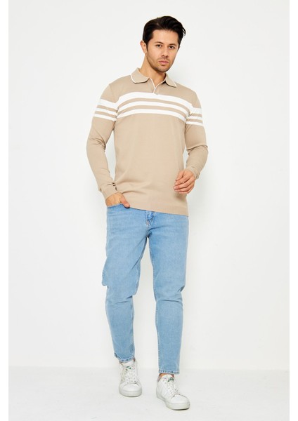 Erkek Gömlek Yaka Göğüs Çizgili Triko Kazak fırsatları