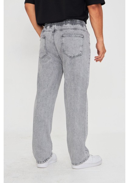 Erkek Baggy Yandan Parçalı Etiket Detaylı Düz Kot Pantolon 707 indirimleri