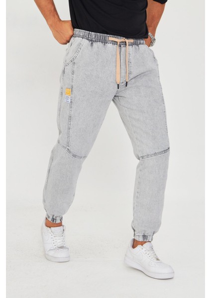 Erkek Parçalı Desen Yan Etiketli Paça Lastikli Bel Bağcıklı Pantolon 720