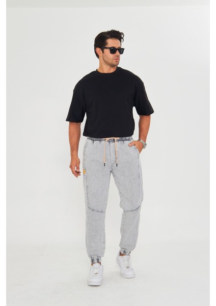 Erkek Parçalı Desen Yan Etiketli Paça Lastikli Bel Bağcıklı Pantolon 720 modelleri