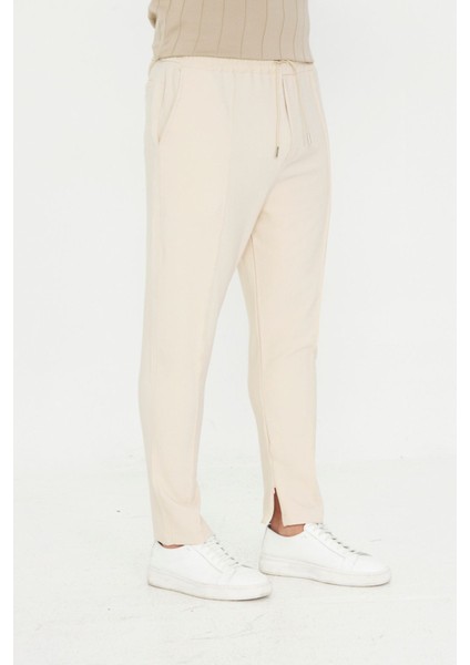 Erkek Çımalı Yandan Cepli Lastikli Bağcıklı Paça Fermuarlı Kullanışlı Slim Fit Jogger