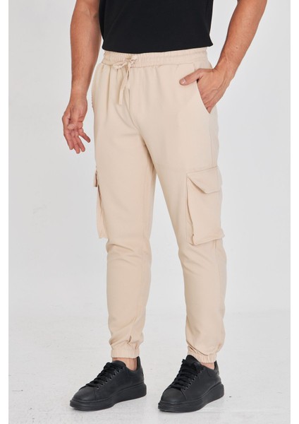 Duble Kumaş Kargo Cep Lastik Paça Pantolon