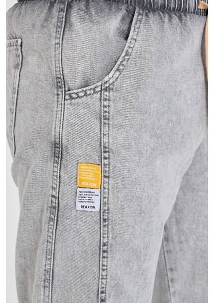 Erkek Parçalı Desen Yan Etiketli Baggy Kot Pantolon 721 fırsatları