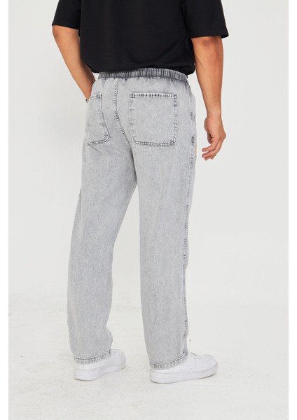 Erkek Parçalı Desen Yan Etiketli Baggy Kot Pantolon 721 indirimleri