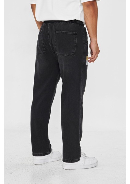 Erkek Parçalı Desen Yan Etiketli Baggy Kot Pantolon 721 fiyatları