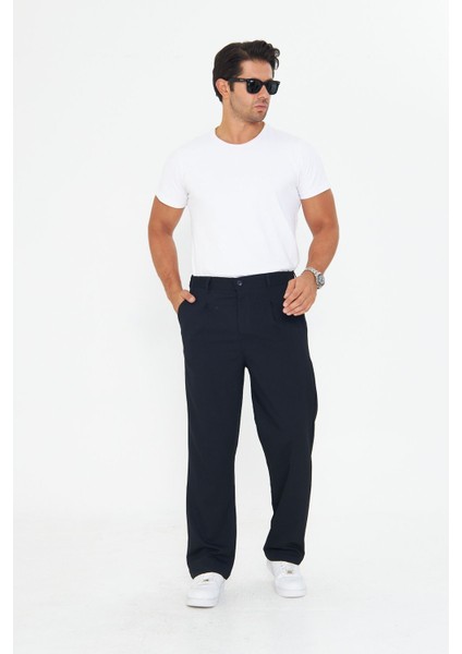 Erkek Pileli Baggy Bez Ayağı Kumaş Şık Pantolon modelleri