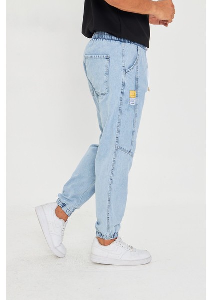 Erkek Parçalı Desen Yan Etiketli Paça Lastikli Bel Bağcıklı Pantolon 720