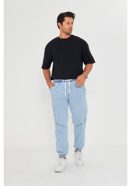 Erkek Parçalı Desen Yan Etiketli Paça Lastikli Bel Bağcıklı Pantolon 720 modelleri