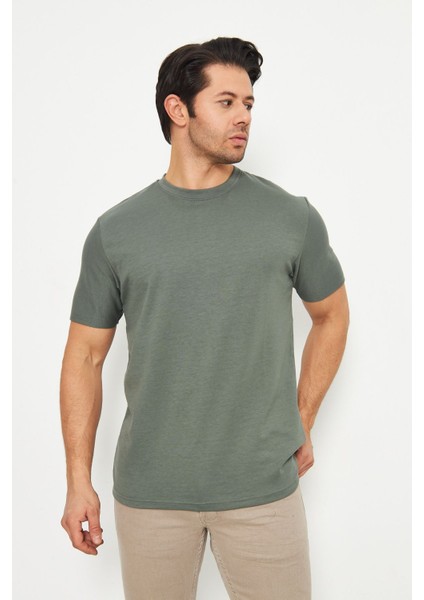 Erkek Sade Basic Bisiklet Yaka 2 Ip Rahat Ferah Dokulu Kumaş Günlük Kullanıma Uygun T-Shırt