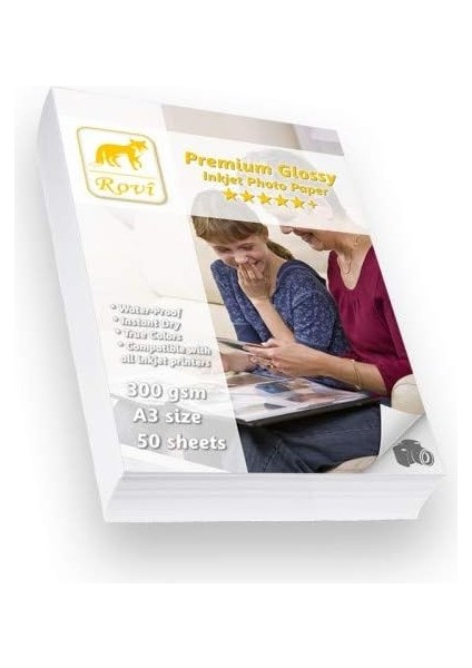 Premium Parlak Fotoğraf Kağıdı 300GSM 50YP A3