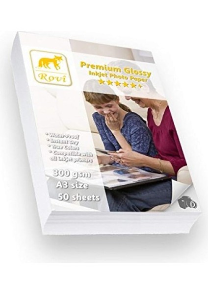 Premium Parlak Fotoğraf Kağıdı 300GSM 50YP A3 fiyatları