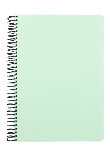 Pastel Serisi, A4, 7 Konulu (5 Kareli, 2 Çizgili) 210 Yaprak Pp Kapaklı Spiralli Defter, Yeşil